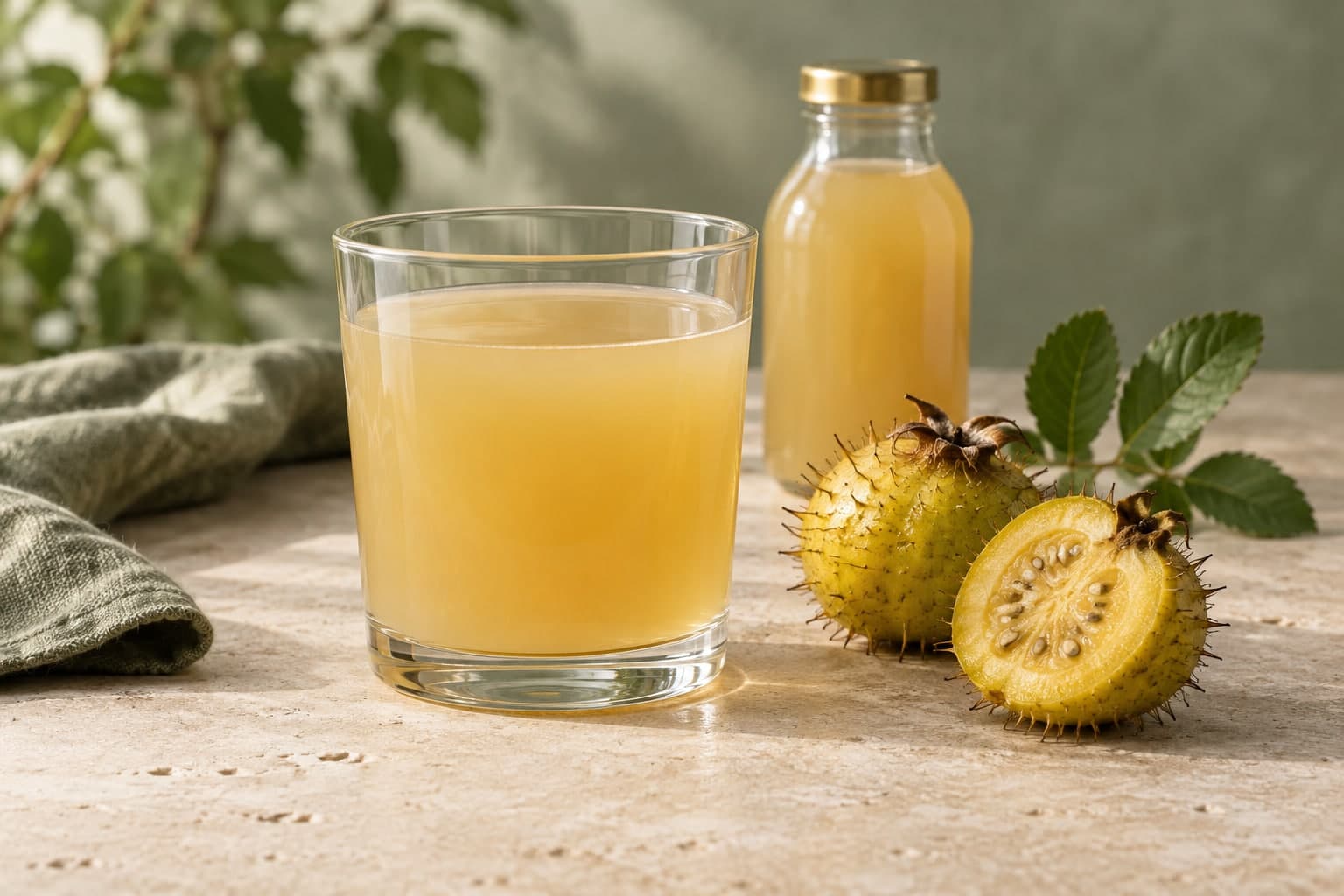 Ingredient or serving illustration for Chestnut rose juice · Rosa roxburghii