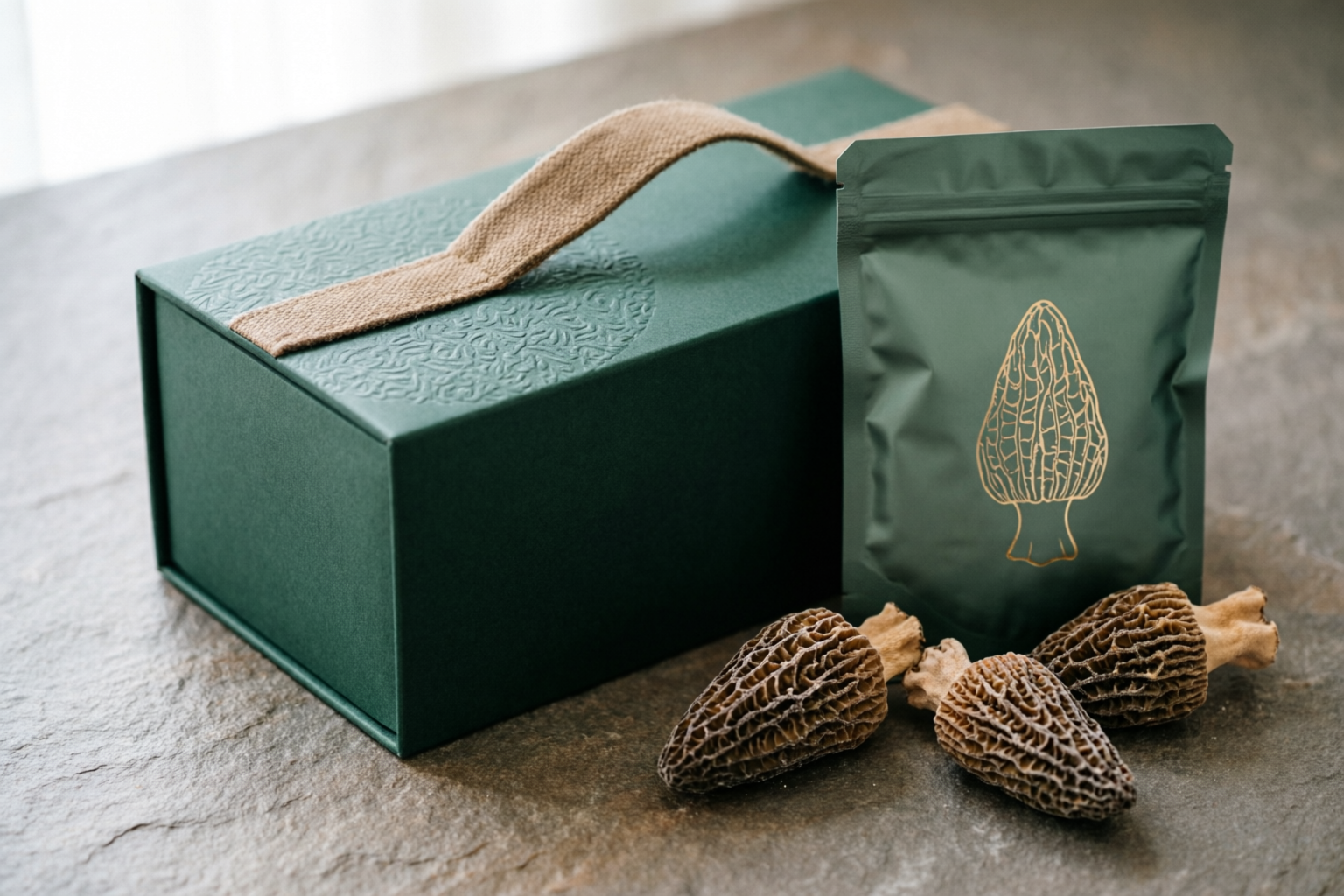 Organic Morel Retail Box primary export catalog image